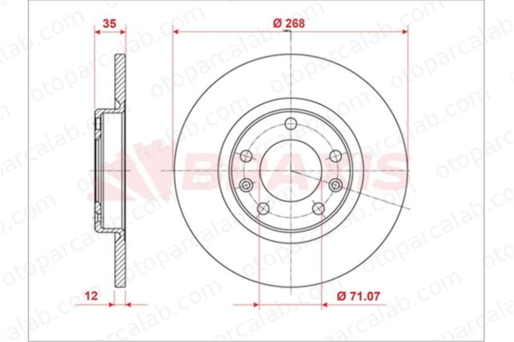 BRAXIS AE0861 Fren Disk Ayna Arka Sağ ve Sol PEUGEOT 308 II 308 SW II 1609582880