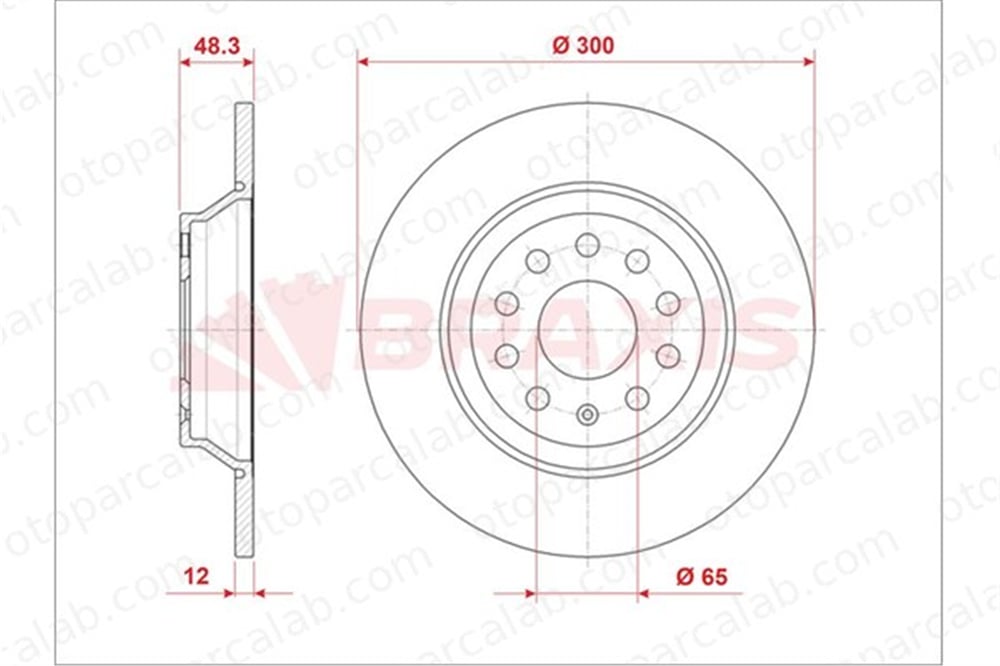 BRAXIS AE0881 Fren Disk Ayna Arka Sağ ve Sol VW GOLF VII GOLF VII Variant 3Q0615601 3Q0615601A