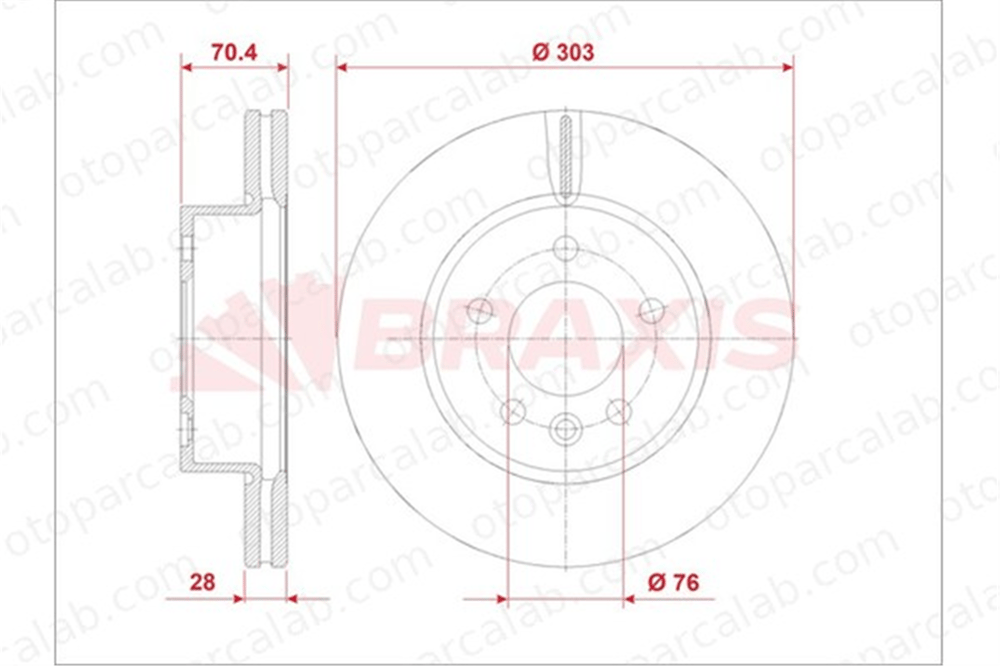 BRAXIS AE0920 Fren Disk Ayna Ön Sağ ve Sol VW CRAFTER Panelvan/Van MAN TGE Panelvan/Van 2N0615301A 65508030000