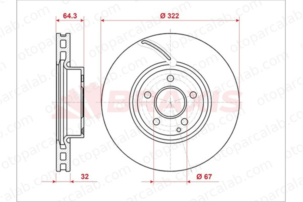 BRAXIS AE0923 Fren Disk Ayna Ön Sağ ve Sol MERCEDES-BENZ E-SERISI T-Model E-SERISI A0004211212 A000421121207