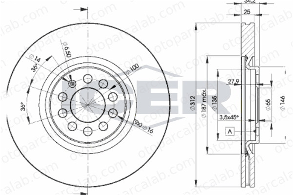BRAXIS AE1398 Fren Disk Ayna Ön Sağ ve Sol AUDI TT Roadster VW GOLF IV Variant 8N0615301A 8L0615301