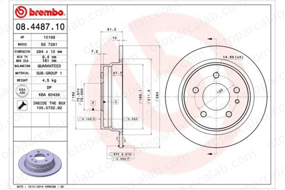 BREMBO 08.4487.10 Fren Disk Ayna Arka Sağ ve Sol BMW 5 6 34211162968 34111121387