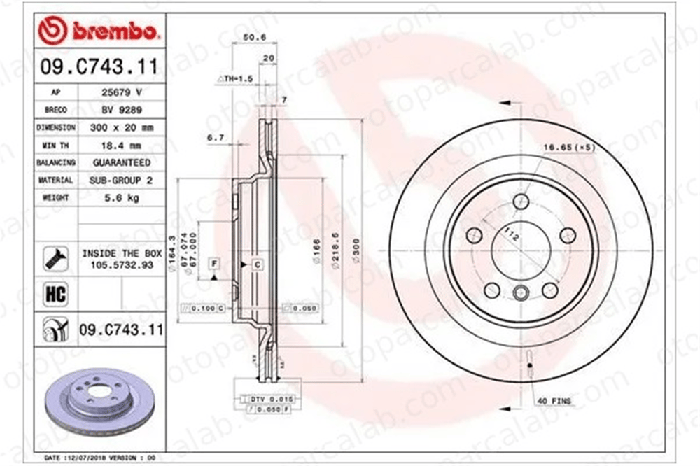 BREMBO 09.C743.11 Fren Disk Ayna Arka Sağ ve Sol BMW X1 X2 34216799369 34206891086