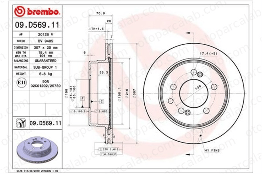 BREMBO 09.D569.11 Fren Disk Ayna Arka Sağ ve Sol SSANGYONG REXTON / REXTON II KYRON 4840109100 4840109101