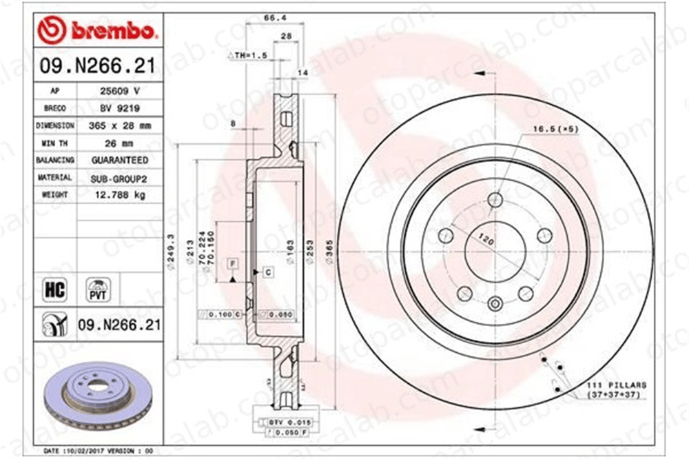 BREMBO 09.N266.21 Fren Disk Ayna Arka Sağ ve Sol TESLA MODEL S MODEL X 600643100C 142063100A