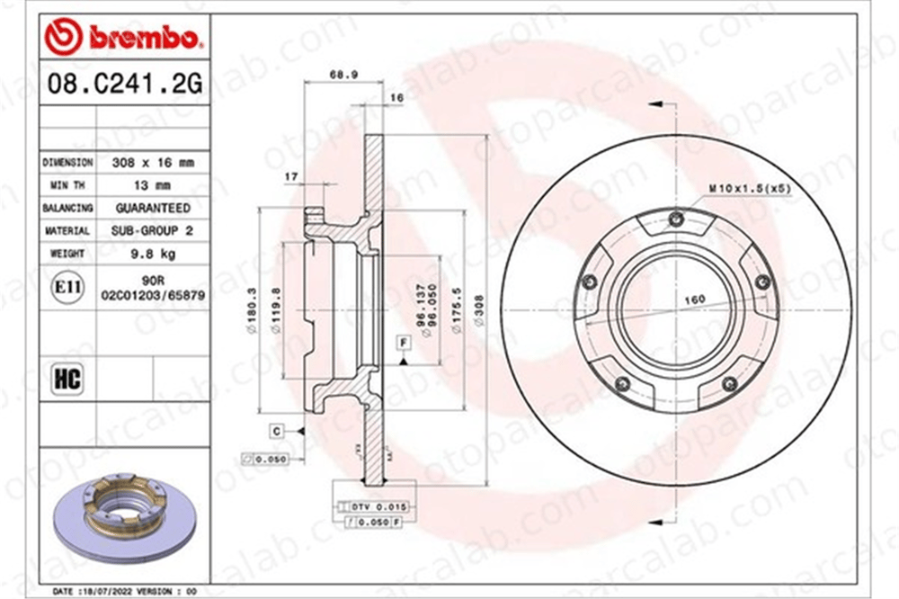 BREMBO KT 10 018 Fren Disk Balata Arka FORD TRANSIT CUSTOM V362 Minibüs/Otobüs TRANSIT CUSTOM V362 Panelvan/Van MEBK2J2M008AA BK212M008AC