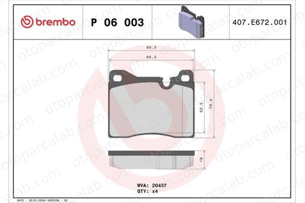 BREMBO P 06 003 Fren Disk Balata Ön BMW 5 MASERATI BITURBO Coupe 34111159261 34111116007