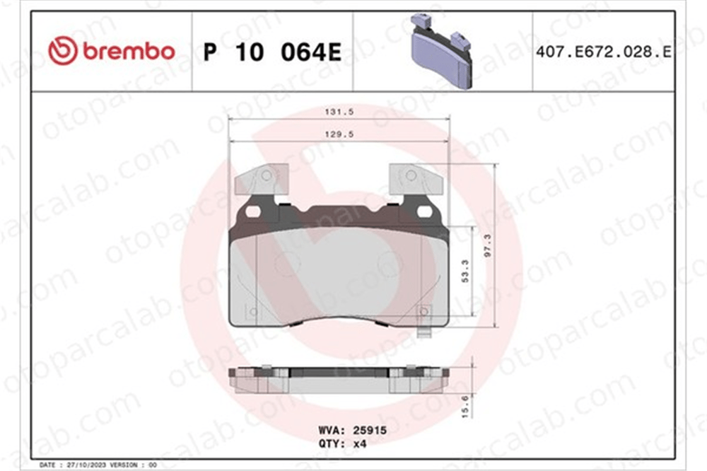 BREMBO P 10 064E Fren Disk Balata Ön OPEL INSIGNIA B Grand Sport INSIGNIA B Sports Tourer 3510H01ED1 3510H01ED10001