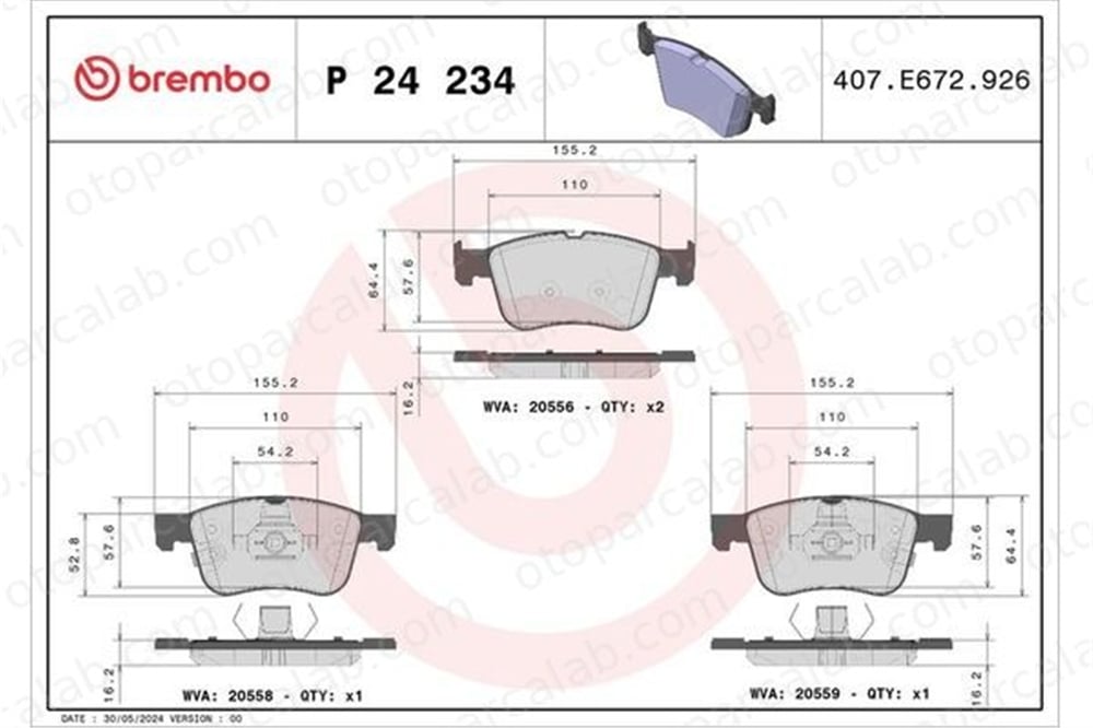 BREMBO P 24 234 Fren Disk Balata Ön FORD FOCUS IV FOCUS IV Turnier 2382272 2454601