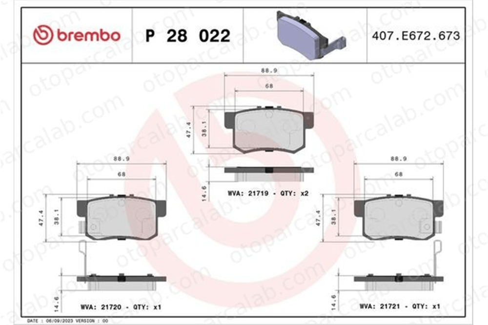 BREMBO P 28 022 Fren Disk Balata Arka HONDA ACCORD V CIVIC VI Aerodeck 43022SEAE10 43022SY8A02