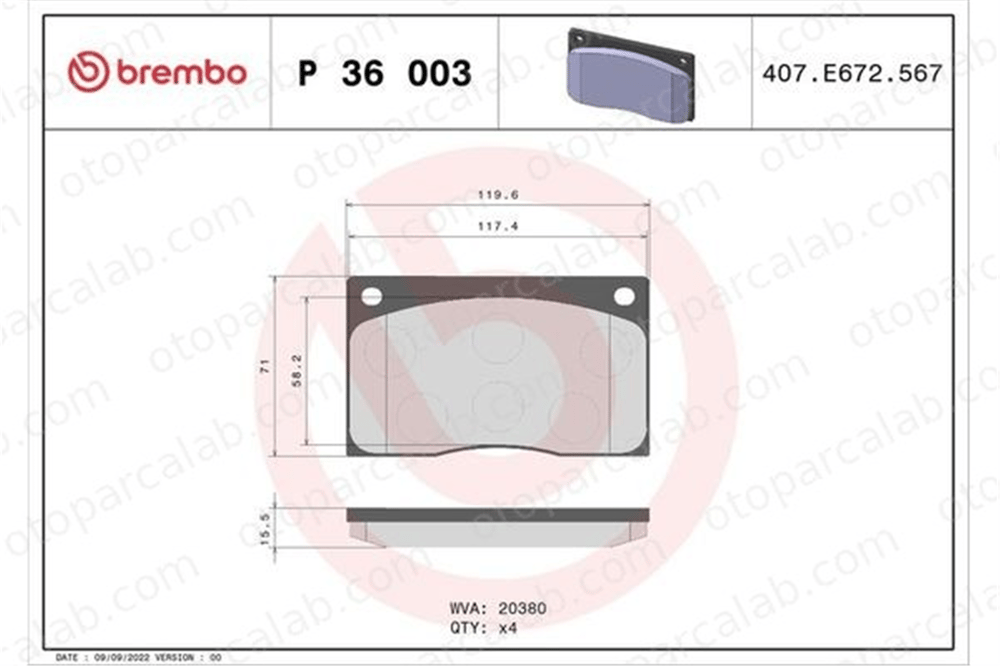 BREMBO P 36 003 Fren Disk Balata Ön RENAULT MASTER I Panelvan/Van MASTER I Minibüs/Otobüs JLM9517 C41307