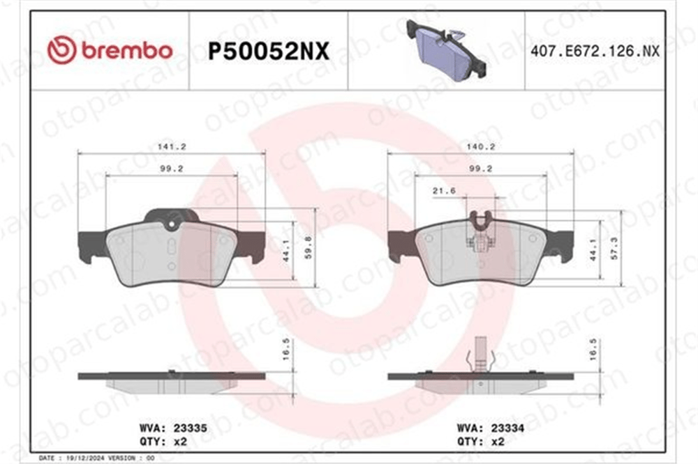 BREMBO P 50 052NX Fren Disk Balata Ön MERCEDES-BENZ E-SERISI E-SERISI T-Model P50052NX 4208904