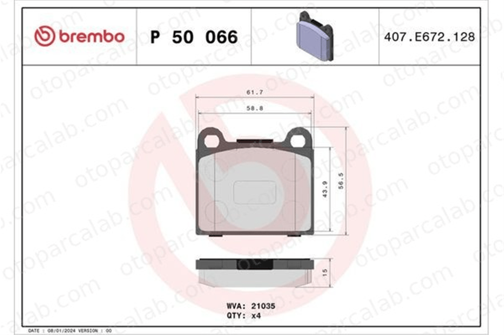 BREMBO P 50 066 Fren Disk Balata Arka MERCEDES-BENZ S-SERISI 123 Sedan P50066 94656162
