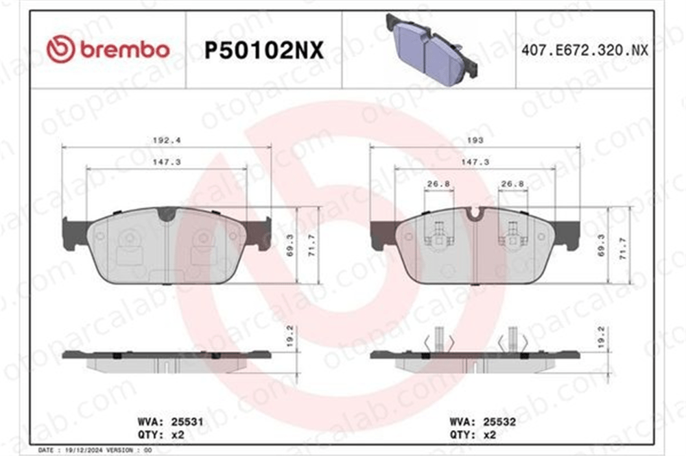 BREMBO P 50 102NX Fren Disk Balata Ön MERCEDES-BENZ GLE M-SERISI P50102NX 4200405