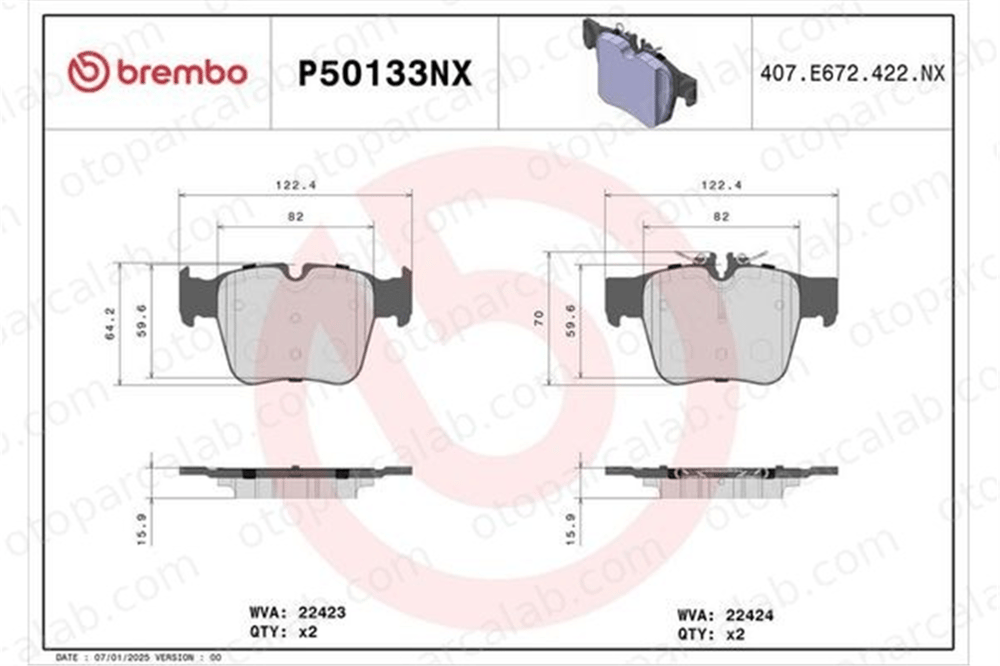 BREMBO P 50 133NX Fren Disk Balata Ön MERCEDES-BENZ GLC GLC Coupe P50133NX 4205200