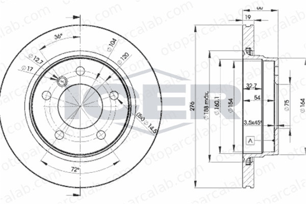 BSG 15-210-002 Fren Disk Ayna Arka Sağ ve Sol BMW 3 3 Touring 34211165211 34211162315