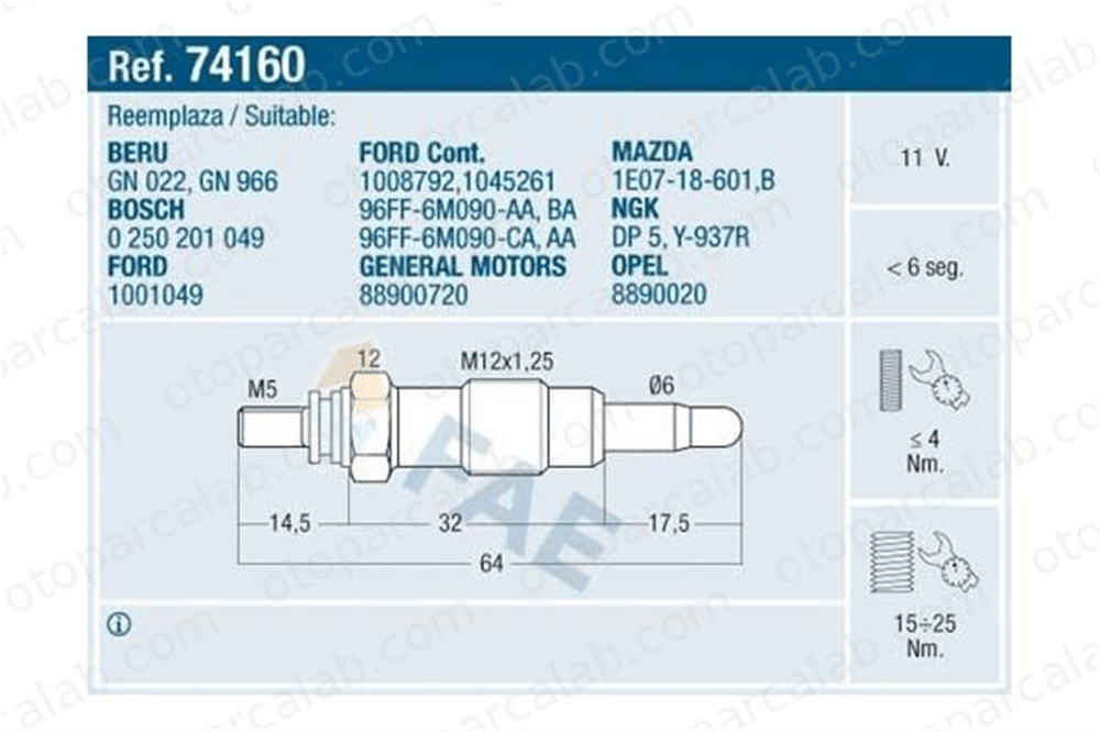 BSG 30-870-010 Isıtma Bujisi FORD ESCORT VI ESCORT VI Sedan 99FF6M090AA 1001049