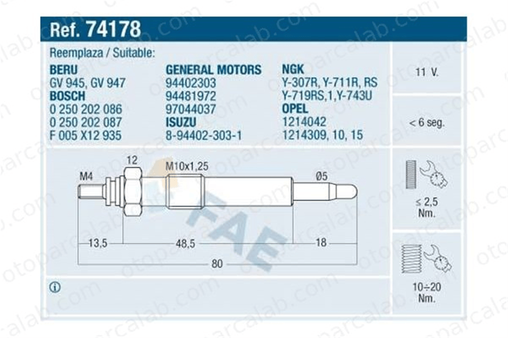 BSG 65-870-015 Isıtma Bujisi ISUZU MIDI Panelvan/Van MIDI Minibüs/Otobüs 1214310 94402303