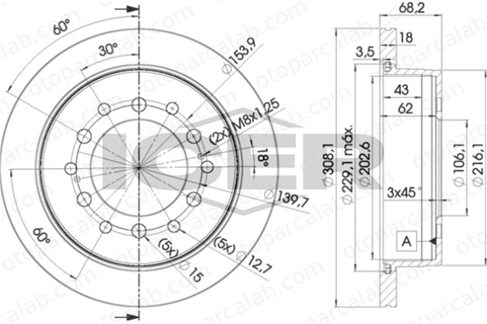 BSG 85-210-036 Fren Disk Ayna Arka Sağ ve Sol TOYOTA LAND CRUISER 90 LAND CRUISER PRADO 4243160200 4243160201
