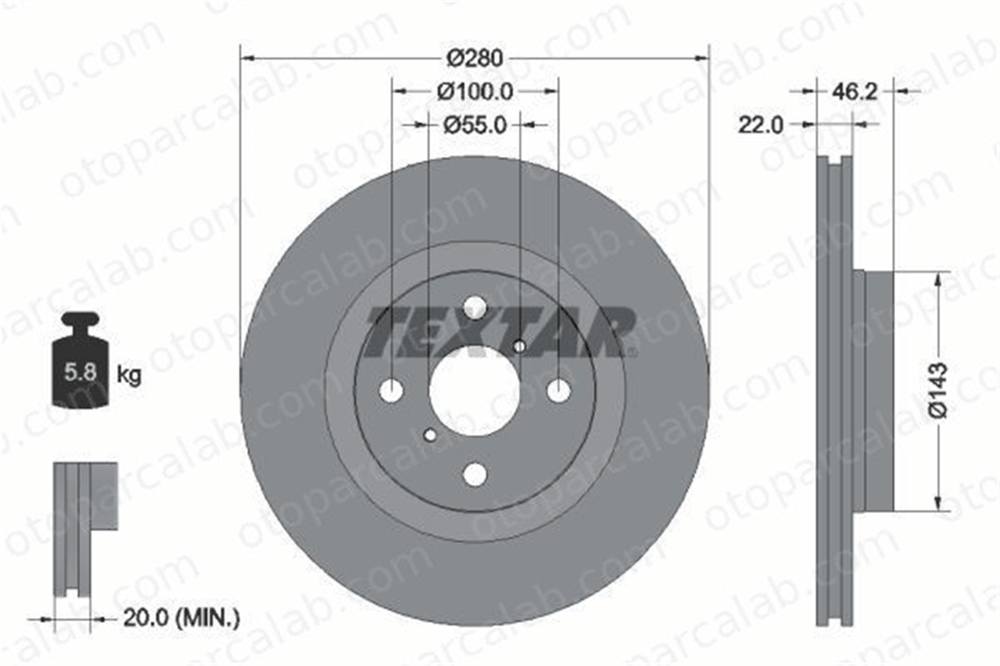 BSG 85-210-039 Fren Disk Ayna Ön Sağ ve Sol TOYOTA YARIS 435120D210
