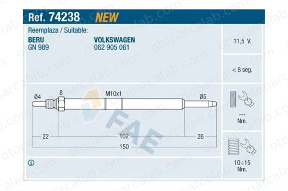 BSG 90-870-011 Isıtma Bujisi VW LT 28-46 II Panelvan/Van LT 28-46 II Platform şasi 62905061 062 905 061