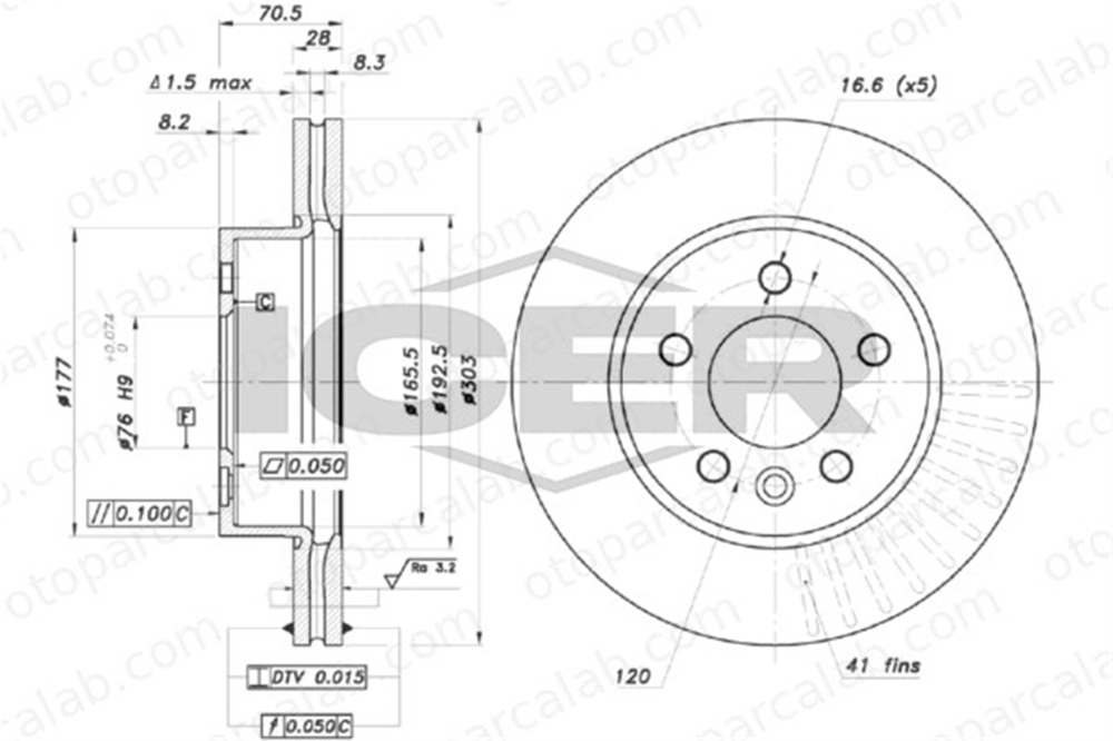 CIFAM 800-1894C Fren Disk Ayna Ön Sağ ve Sol VW CRAFTER Panelvan/Van MAN TGE Panelvan/Van 2N0615301A 65508030000
