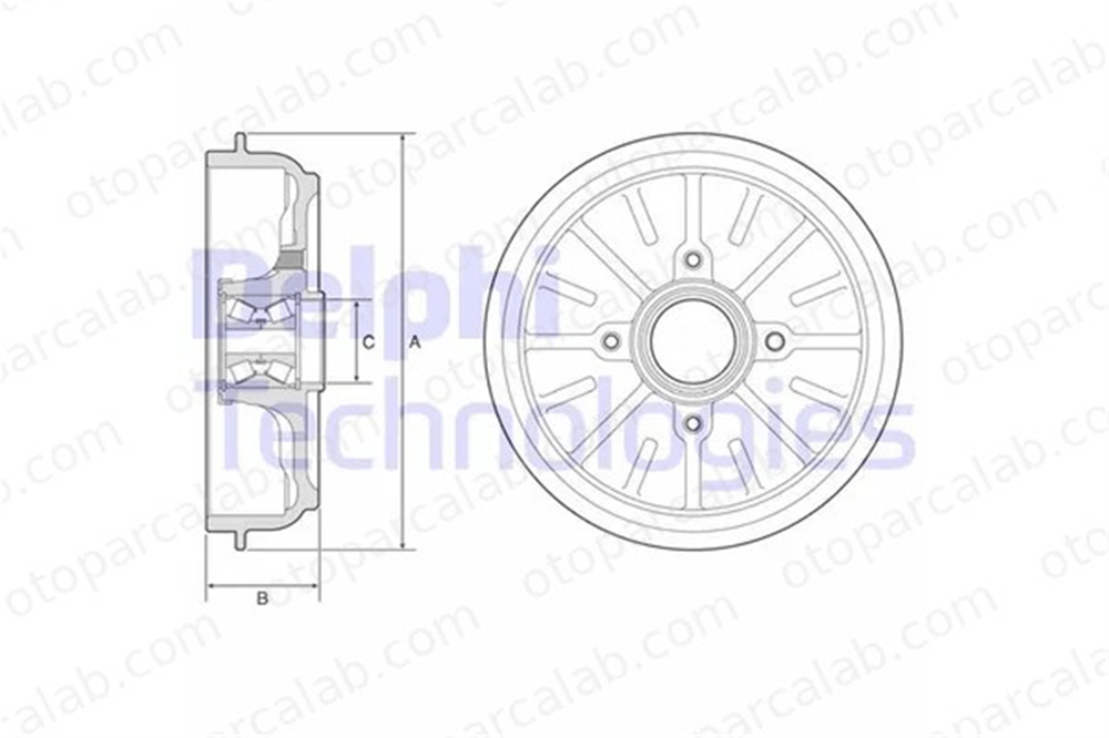 DELPHI BFR576 Kampana Arka Sağ veya Sol PEUGEOT 208 I CITROËN C3 III 424750