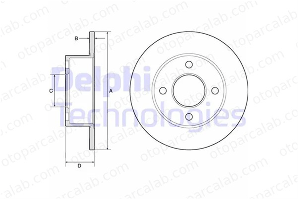 DELPHI BG2343 Fren Disk Ayna Arka Sağ ve Sol AUDI 100 C3 Avant 100 C3 Sedan 443615601