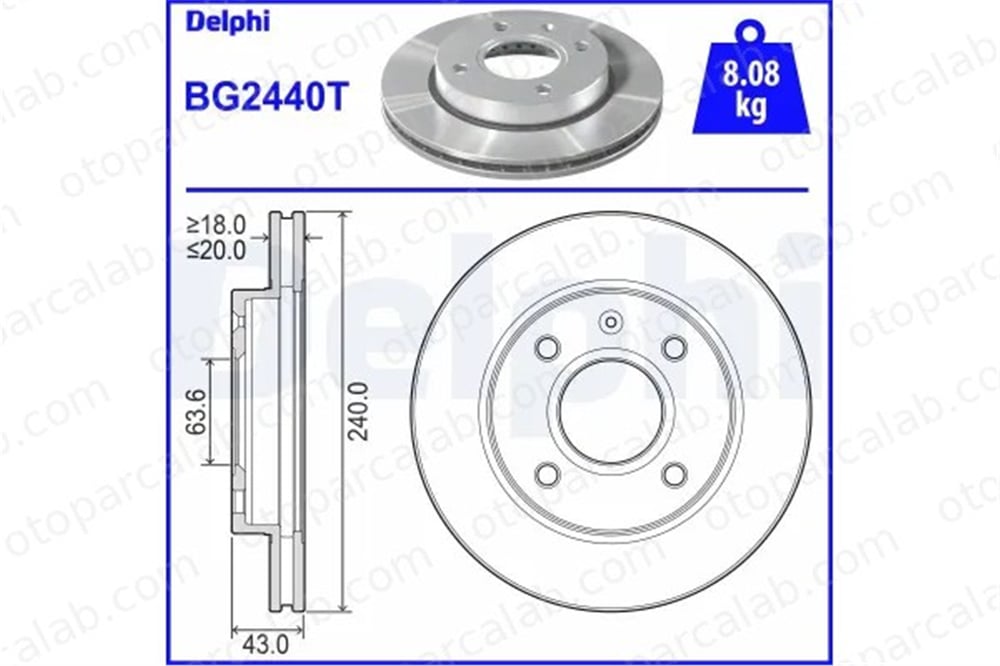DELPHI BG2440T Fren Disk Ayna Ön Sağ ve Sol FORD ESCORT V FIESTA III 1018277 1019604