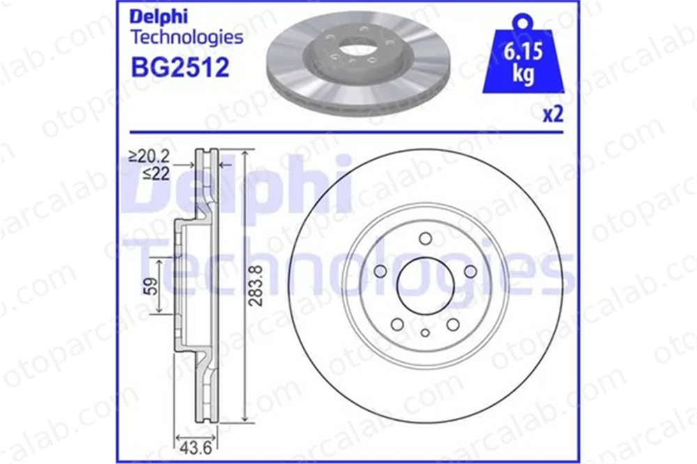 DELPHI BG2512 Fren Disk Ayna Ön Sağ ve Sol ALFA ROMEO 156 Sportwagon 156 16410220230 1641022023