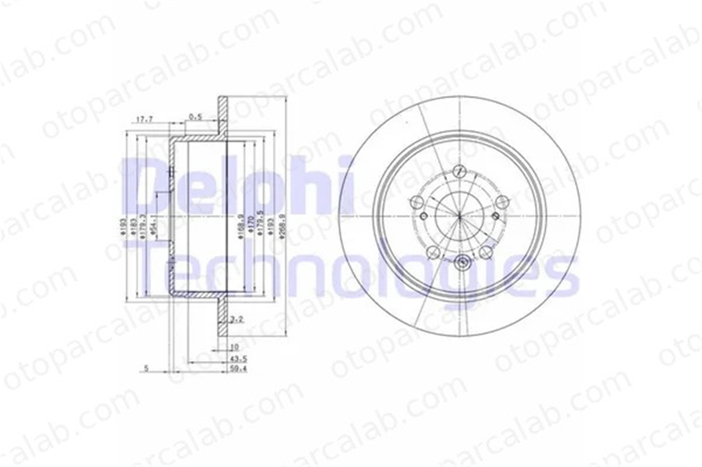 DELPHI BG2594 Fren Disk Ayna Arka Sağ ve Sol TOYOTA CELICA Coupe CELICA Cabrio 4243120090 4243120160
