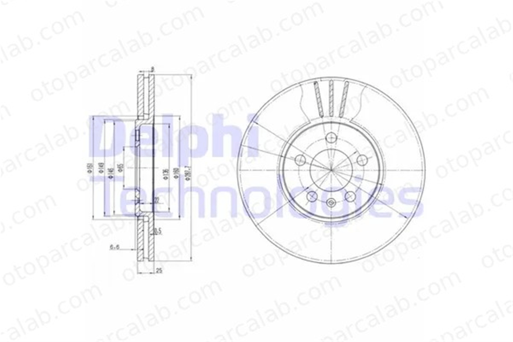 DELPHI BG2729 Fren Disk Ayna Ön Sağ ve Sol VW GOLF III PASSAT B3/B4 Variant 3A0615301A 3A0615301