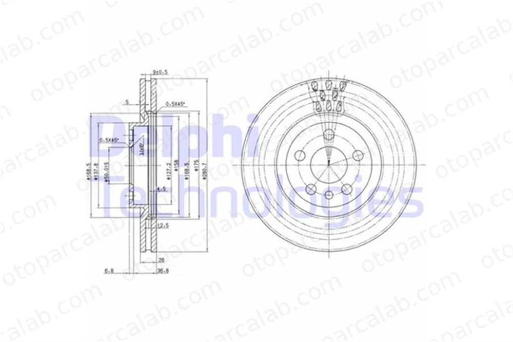 DELPHI BG2844 Fren Disk Ayna Ön Sağ ve Sol CITROËN EVASION MPV JUMPY 4249H5 1317651080
