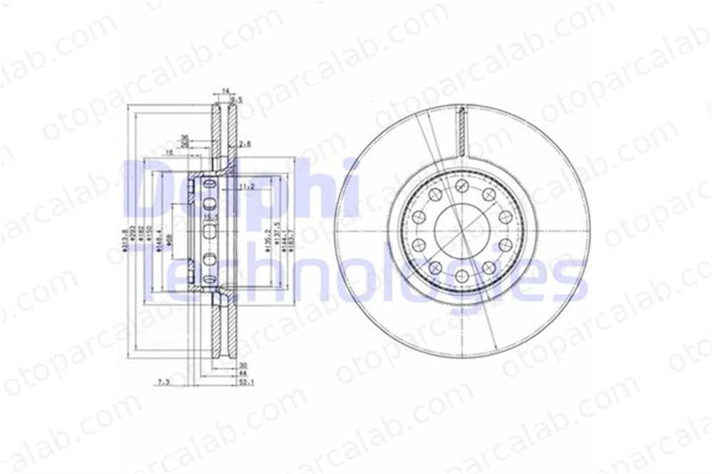 DELPHI BG3033 Fren Disk Ayna Ön Sağ ve Sol AUDI A8 D2 A6 C4 441615301AA