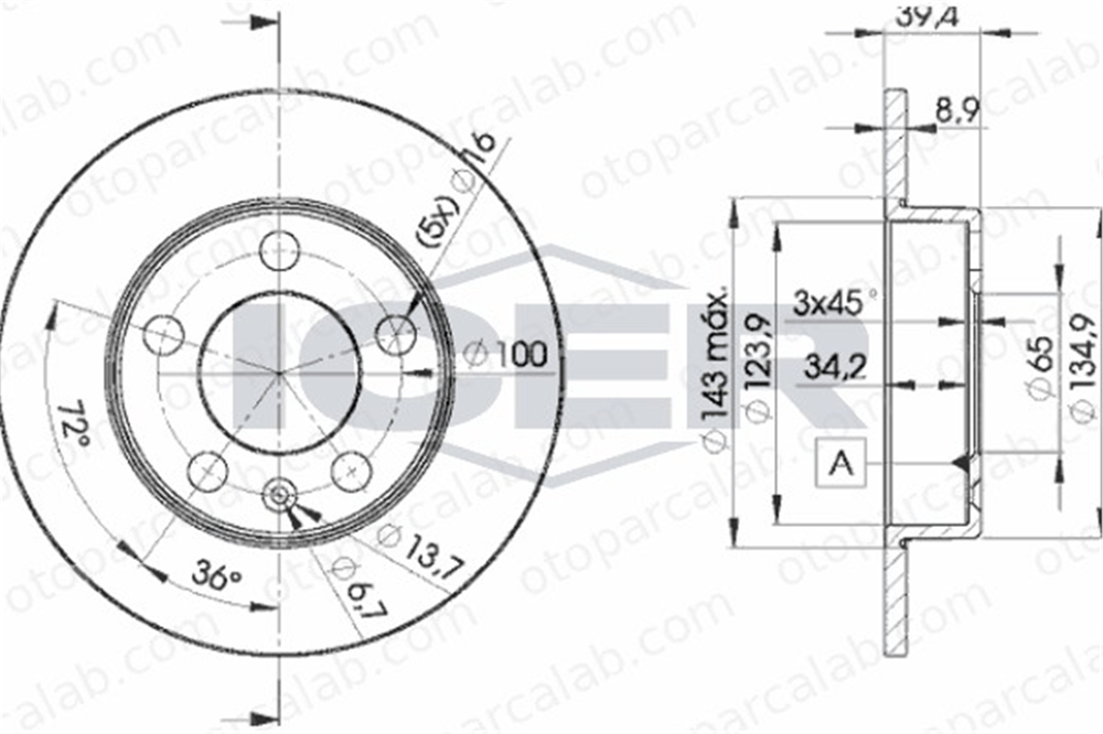 DELPHI BG3034C Fren Disk Ayna Arka Sağ ve Sol SEAT IBIZA IV SC VW POLO V 1J0615601 1J0615601C