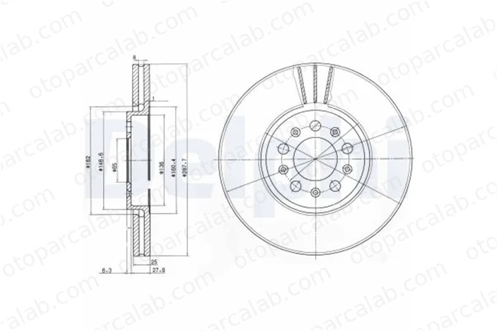 DELPHI BG3035 Fren Disk Ayna Ön Sağ ve Sol VW POLO V SKODA RAPID 6R0615301A 1J0615301C