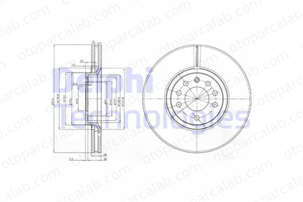 DELPHI BG3973 Fren Disk Ayna Ön Sağ ve Sol SAAB 9-3 9-3 Station wagon 95526643 93175606