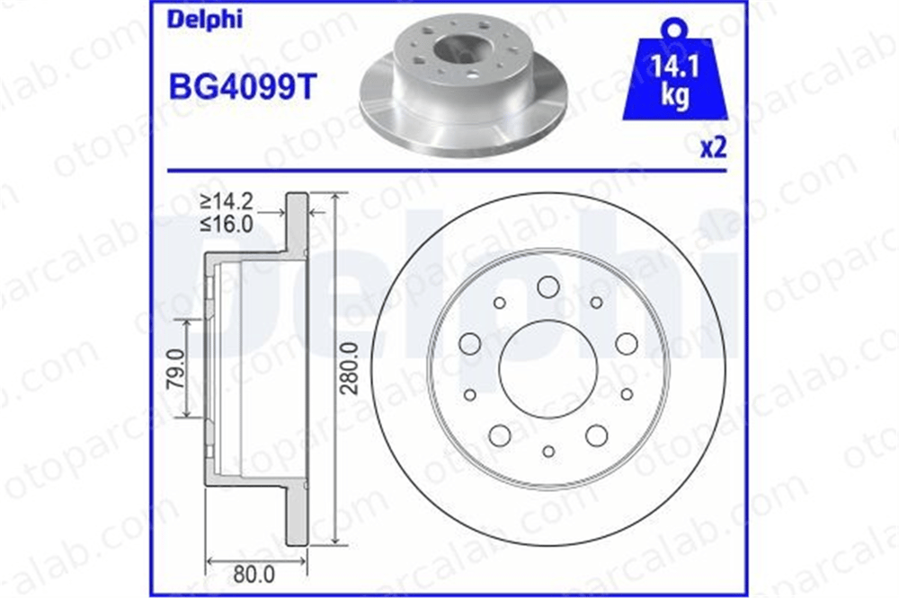 DELPHI BG4099T Fren Disk Ayna Arka Sağ ve Sol FIAT DUCATO Panelvan/Van DUCATO Platform şasi 51856411 51856412