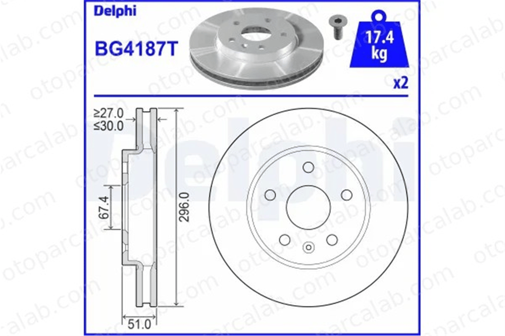 DELPHI BG4187T Fren Disk Ayna Ön Sağ ve Sol OPEL INSIGNIA A INSIGNIA A Sports Tourer 13502213 1301307