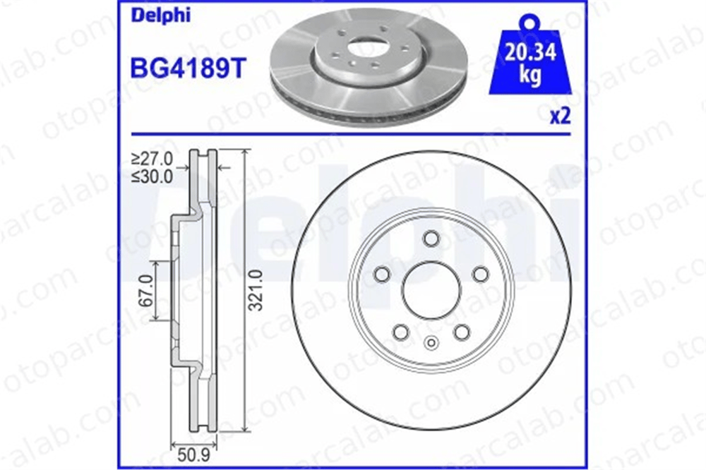 DELPHI BG4189T Fren Disk Ayna Ön Sağ ve Sol OPEL INSIGNIA A INSIGNIA A Sports Tourer 569064 569083