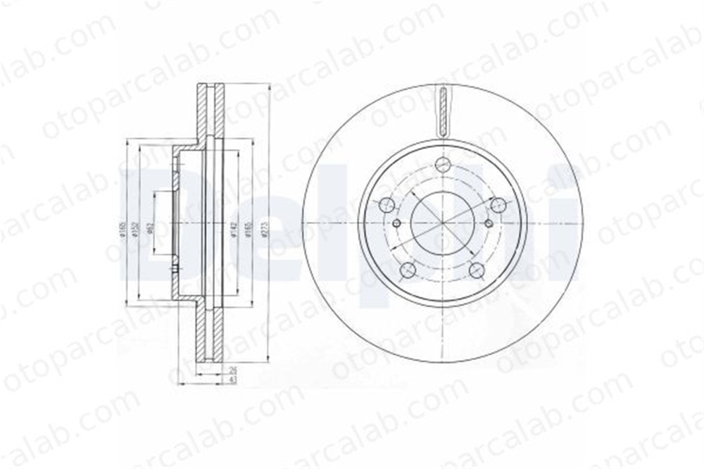 DELPHI BG4234 Fren Disk Ayna Ön Sağ ve Sol TOYOTA AURIS COROLLA Sedan 4351202180 4351202200