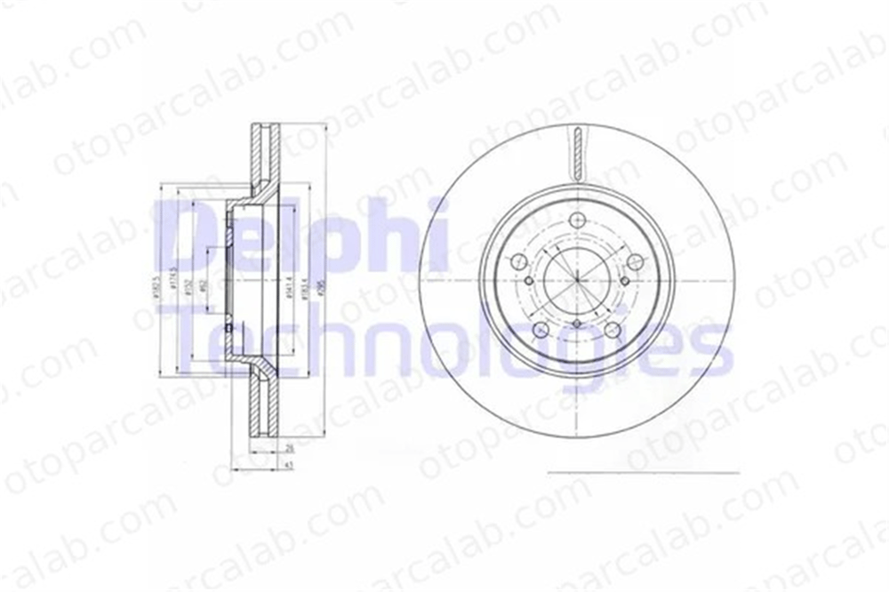 DELPHI BG4236C Fren Disk Ayna Ön Sağ ve Sol TOYOTA AVENSIS Sedan AVENSIS Station wagon 435120F030 4351202190