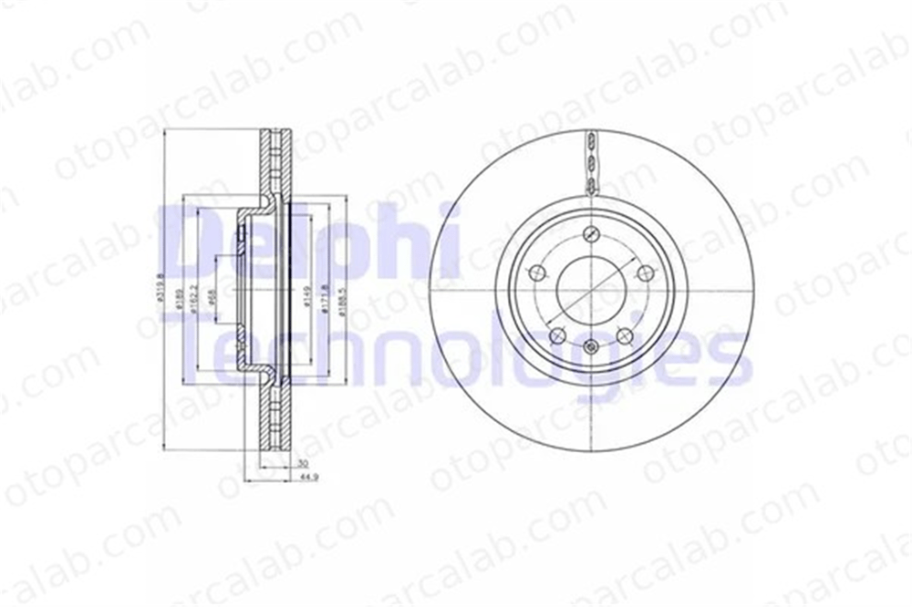 DELPHI BG4346C Fren Disk Ayna Ön Sağ ve Sol AUDI A4 B8 Avant A4 B8 8R0615301F 8K0098301B
