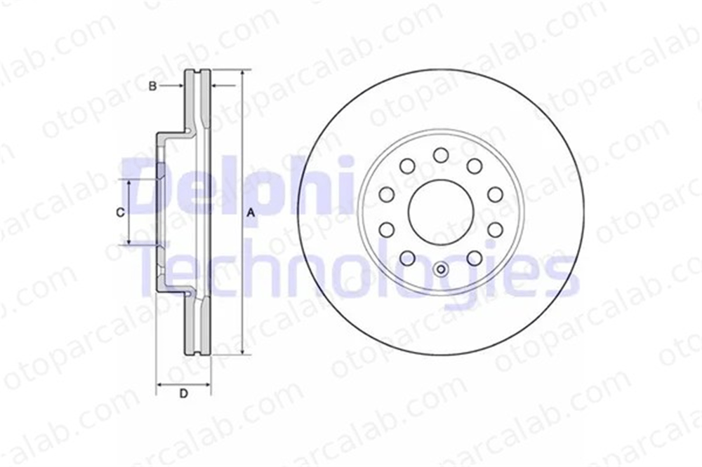 DELPHI BG4701C Fren Disk Ayna Ön Sağ ve Sol VW GOLF VII GOLF VII Variant 5Q0615301E 5Q0615301A
