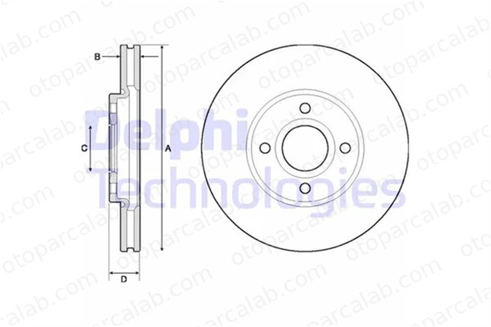DELPHI BG4715C Fren Disk Ayna Ön Sağ ve Sol FORD ECOSPORT 1854394 1781236