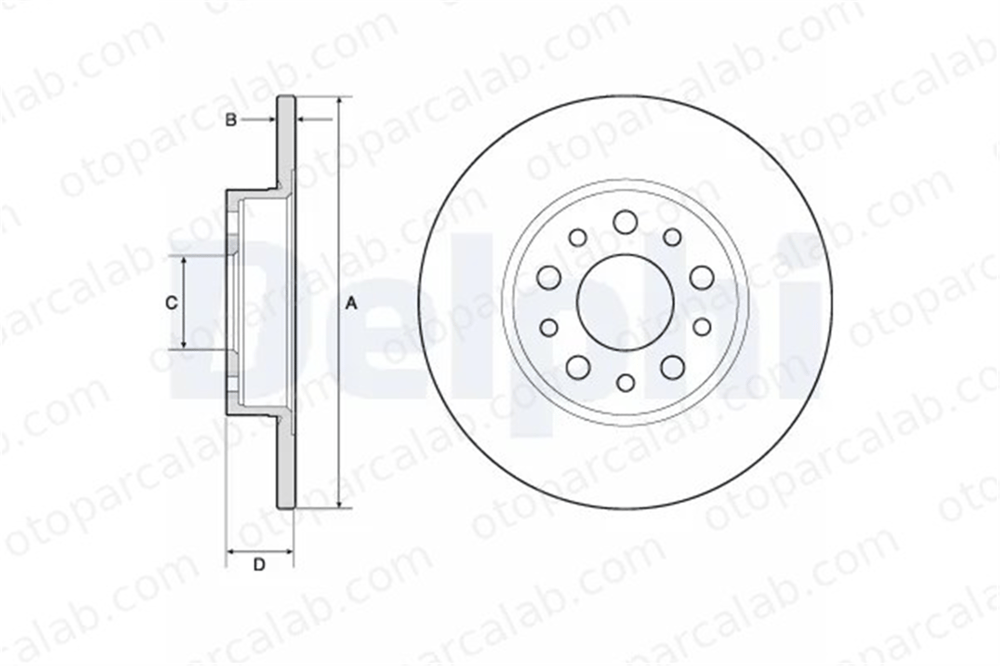 DELPHI BG4798C Fren Disk Ayna Arka Sağ ve Sol FIAT TIPO Station wagon TIPO Hatchback 51808471 52048984