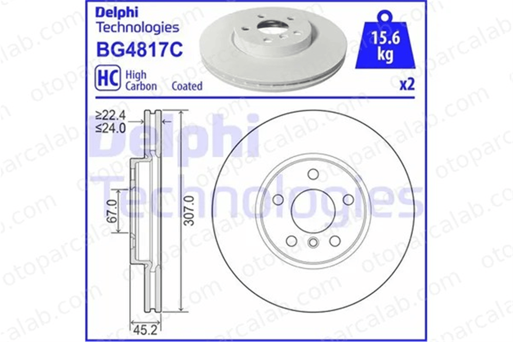 DELPHI BG4817C Fren Disk Ayna Ön Sağ ve Sol MINI MINI CLUBMAN BMW 2 Gran Tourer 34116799351 34116860957