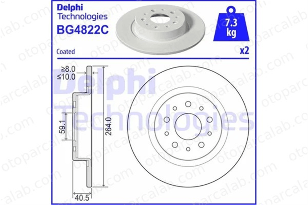 DELPHI BG4822C Fren Disk Ayna Arka Sağ ve Sol FIAT TIPO Station wagon TIPO Hatchback 52026319 52026321