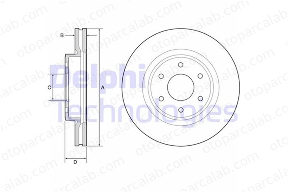 DELPHI BG4941 Fren Disk Ayna Ön Sağ ve Sol NISSAN NP300 NAVARA Pick-up RENAULT ALASKAN 402064KJ1B 402064JA1B