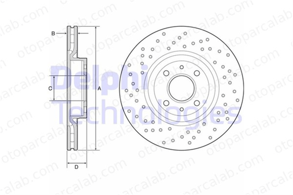 DELPHI BG4943C Fren Disk Ayna Ön Sağ ve Sol ABARTH 500 / 595 / 695 500C / 595C / 695C 51938383 5741446